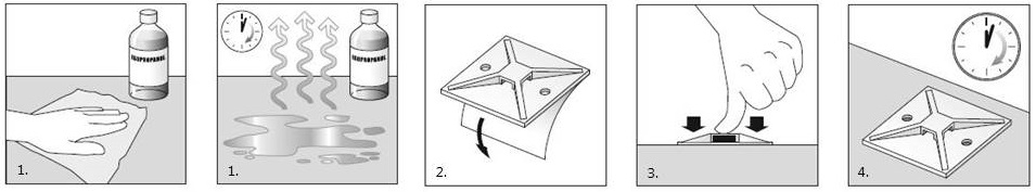 Istruzioni per l'uso delle basette di fissaggio adesive