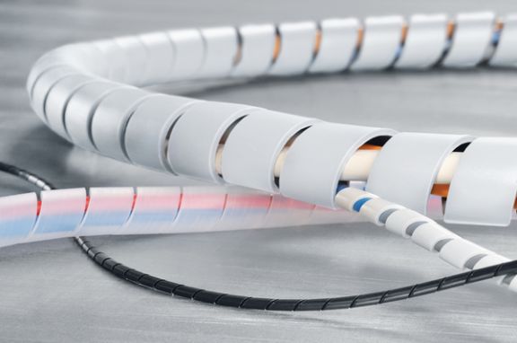Spirale raccogli cavi bianca per applicazioni elettriche standard e la costruzione di quadri elettrici ed impianti