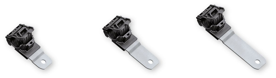 Ratchet P-Clamp con piastre di fissaggio corte, medie o lunghe