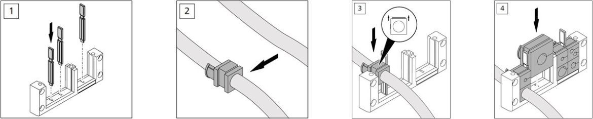 Come installare il passacavi divisibile VarioPlate steps da 1 a 4